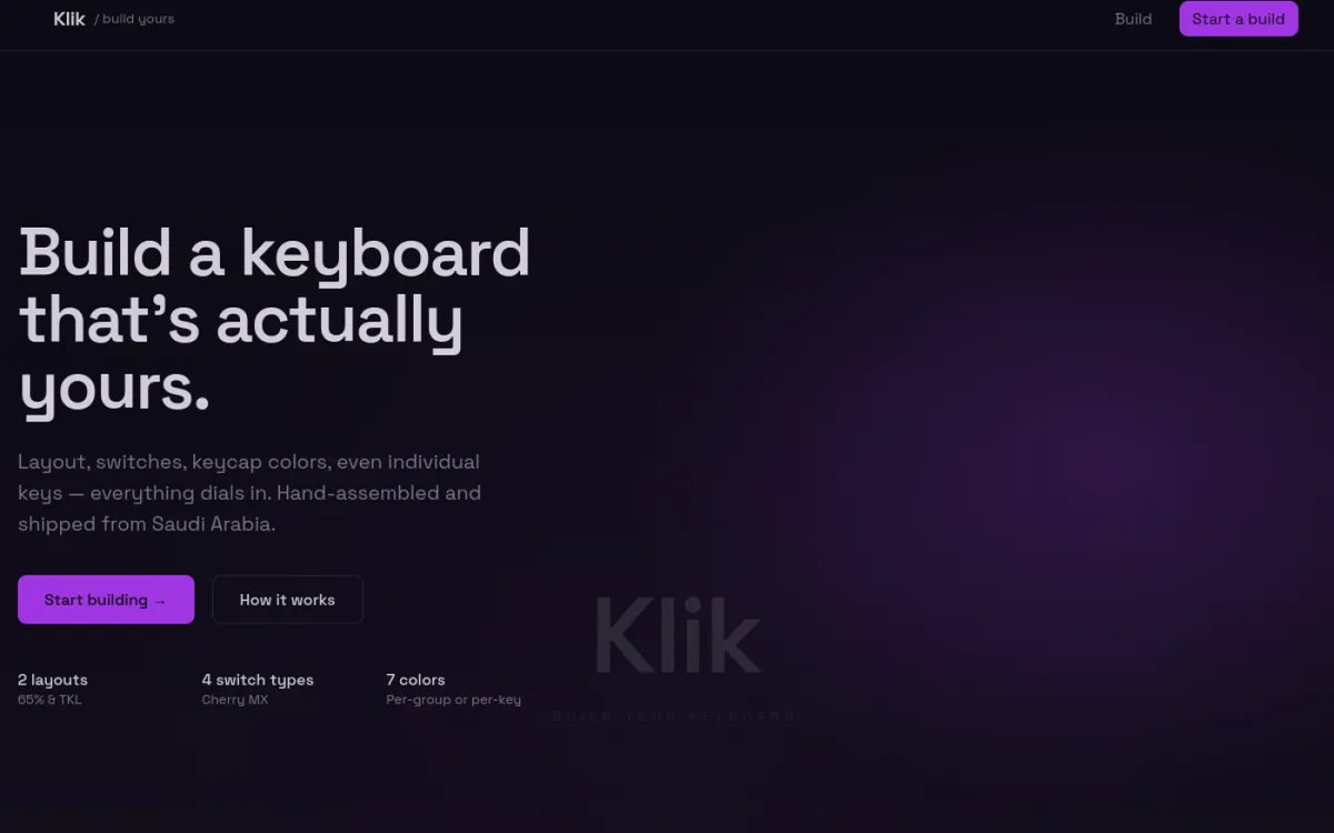 Klik — Custom mechanical keyboards, engineered for the way they feel.